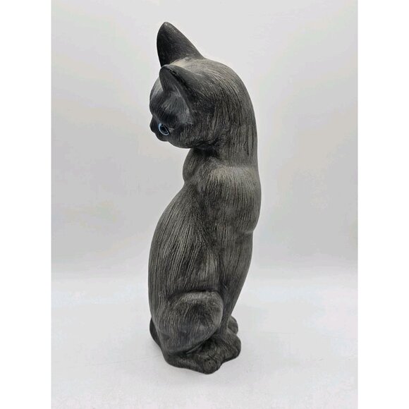 Vintage Blue Eyed Siamese Cat Statue MCM Handpainted Boo Boo Kitty Feline Retro - Picture 6 of 11